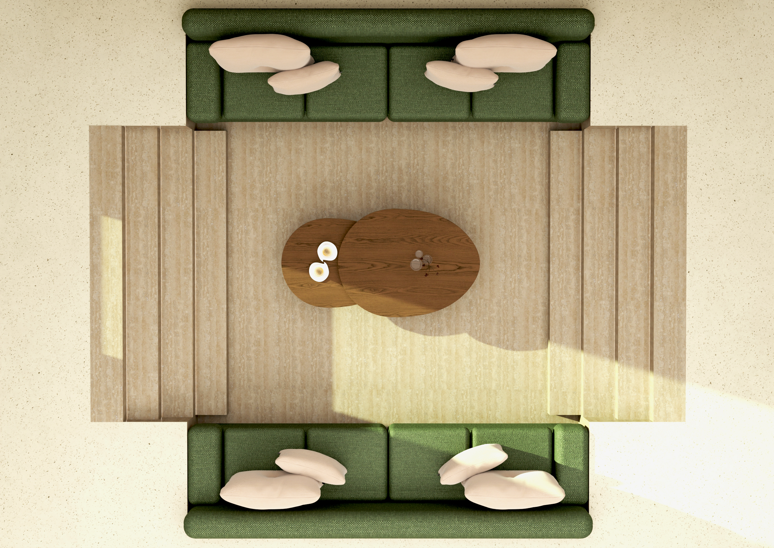 Sunk in seating area top view
